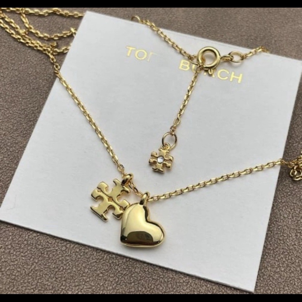Tory burch Gold Heart and Puzzle Pendant Necklace - Picture 10 of 10